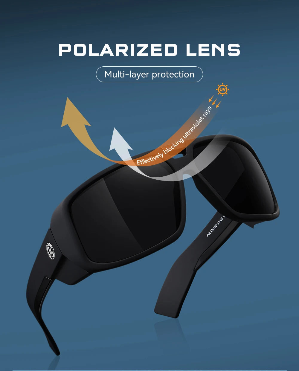 KDEAM Performance Polarized Sunglasses Men Sport Cycling Sunglasses Features Sturdy 5-Barrel Hinges Huge Shark Fin Temples - Mammalook