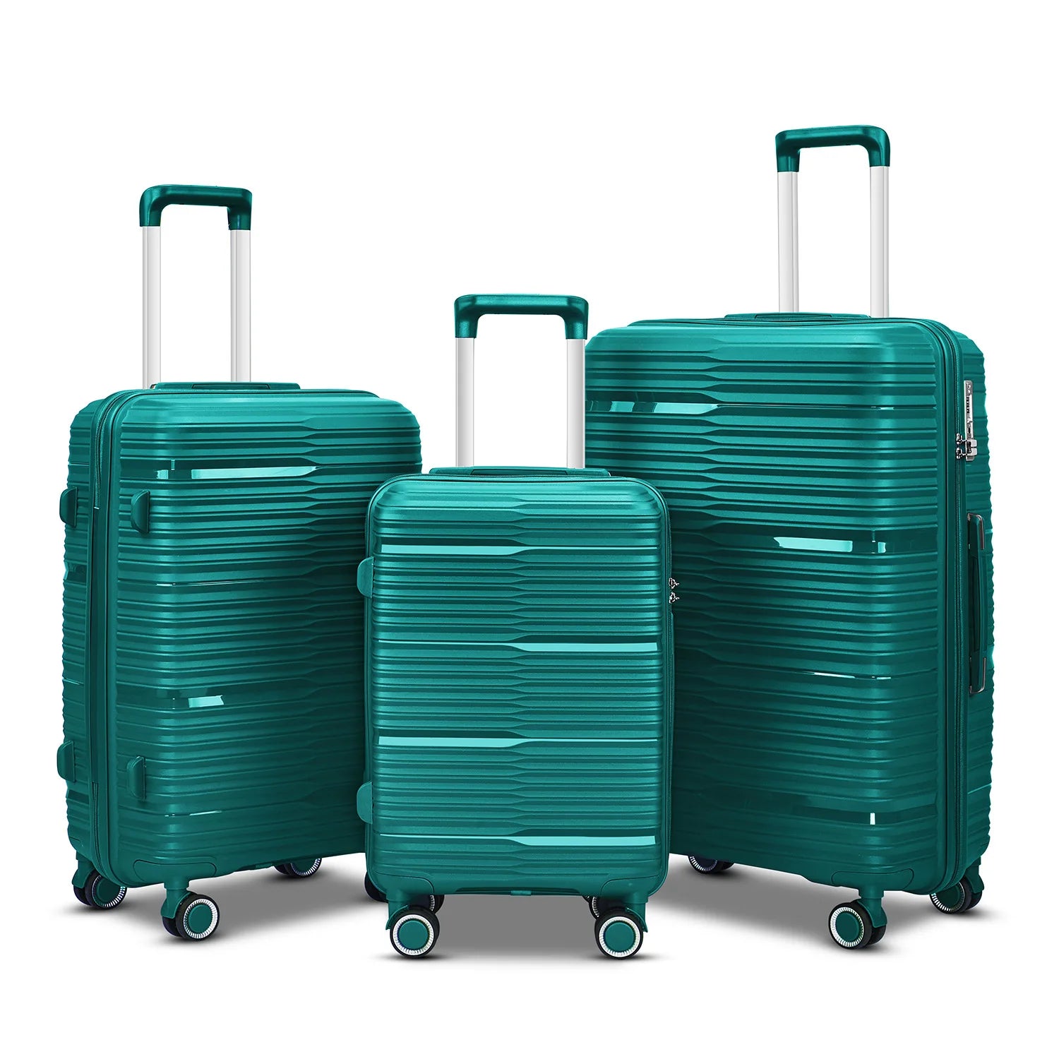 Suitcase Set 3 Piece Luggage Set Men Fashion Trolley Luggage Bag Zipper Combination Lock PP Travel Suitcase on Mute Wheels - Mammalook