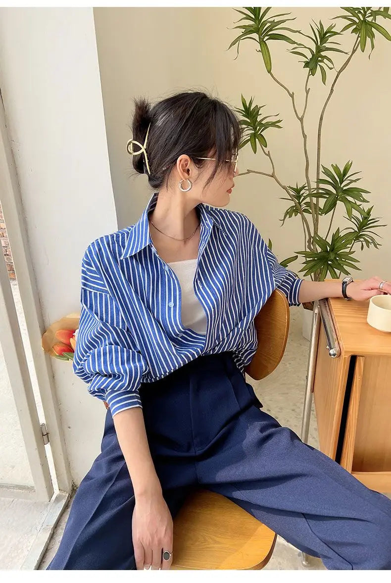 Striped Shirt - Chiffon Blouse for Women