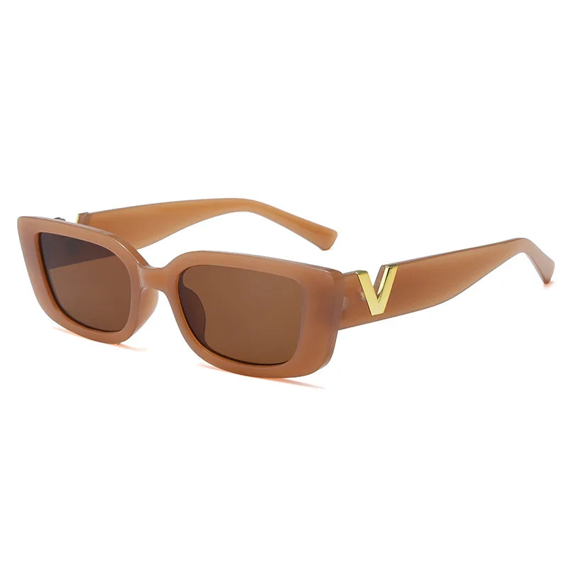 Retro Rectangle Sunglasses Women Brand Designer Vintage Small Frame Luxury V Sun Glasses Ladies Classic Black Square - Mammalook
