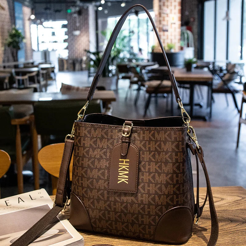 MKJ Portable Bucket Bag for Women's 2025 New Fashion Versatile Shoulder Bag With Premium Leather Oblique Straddle Bag