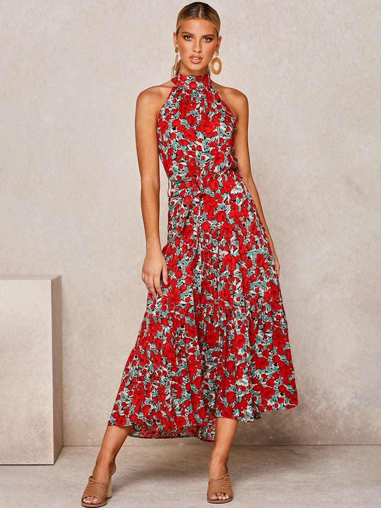 Summer Long Dress Polka Dot Casual Dresses Sexy Halter Strapless New 2024 Yellow Sundress Vacation Clothes For Women - Mammalook