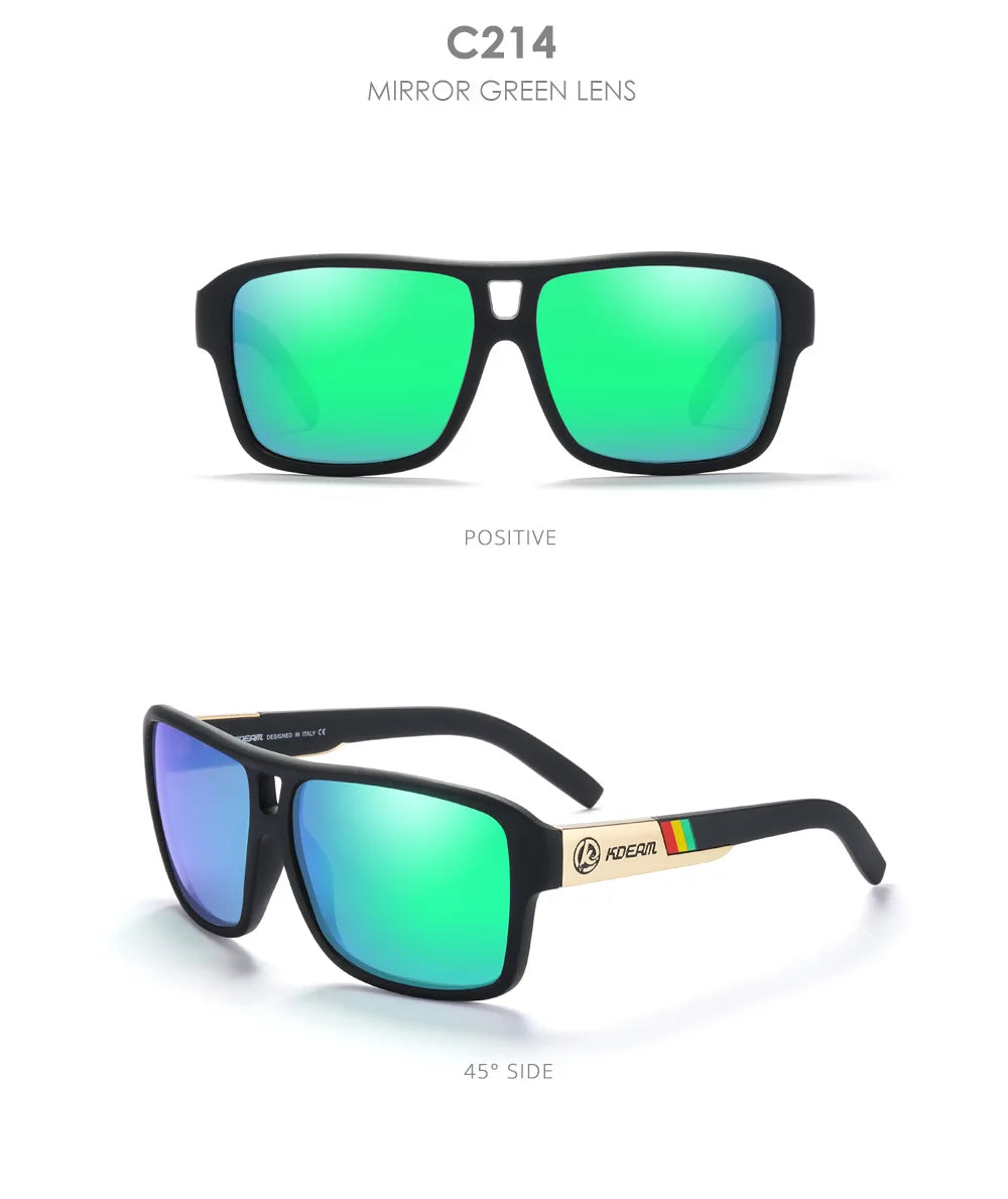 KDEAM 2024 Men's Polarized Sunglasses JAM Style Large Square Frame Glasses Colorful Running Mountaineering Fishing Women Goggles - Mammalook