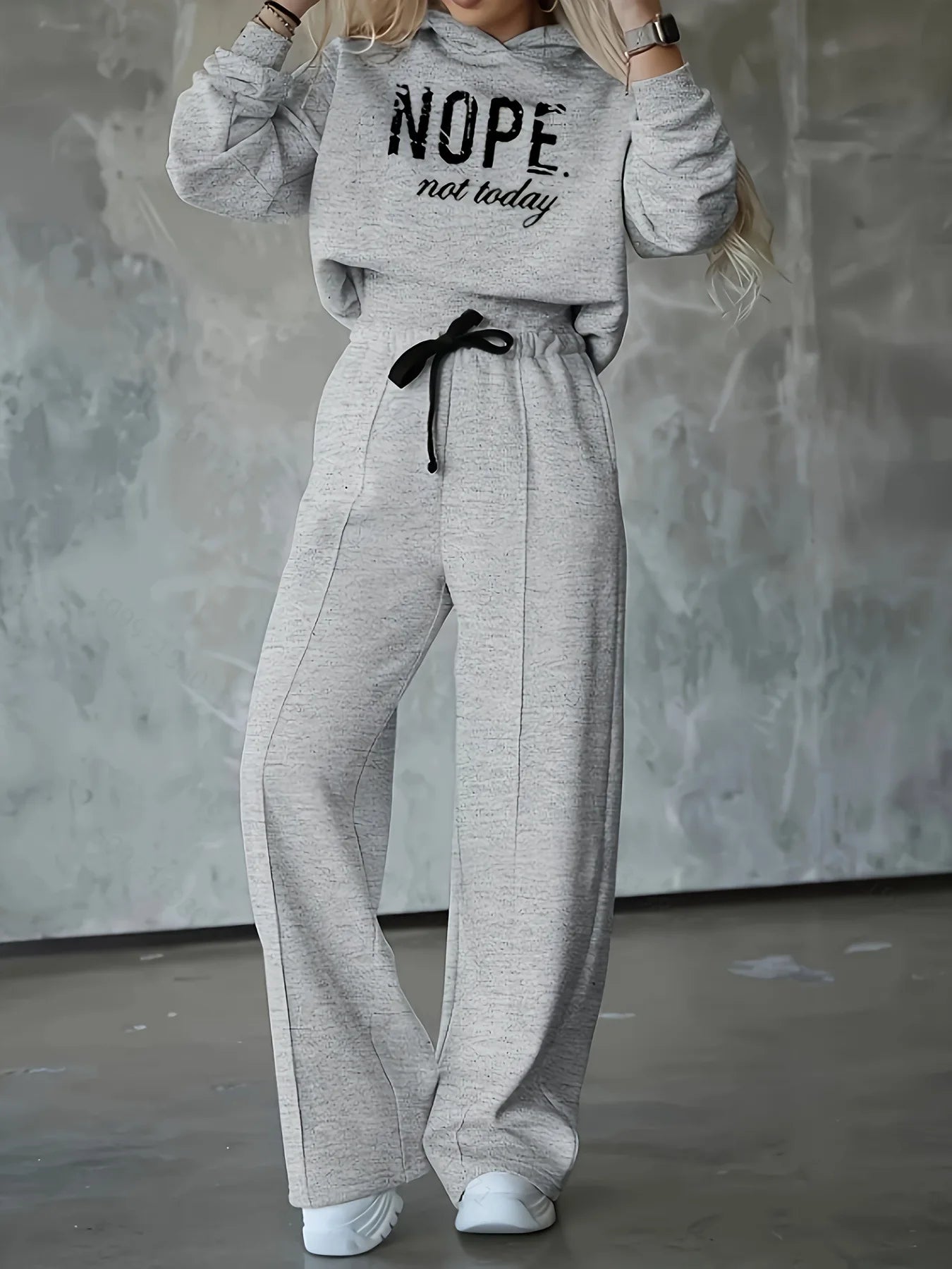 2-Piece Sports Set: Hoodie & High-Waist Wide-Leg Pants