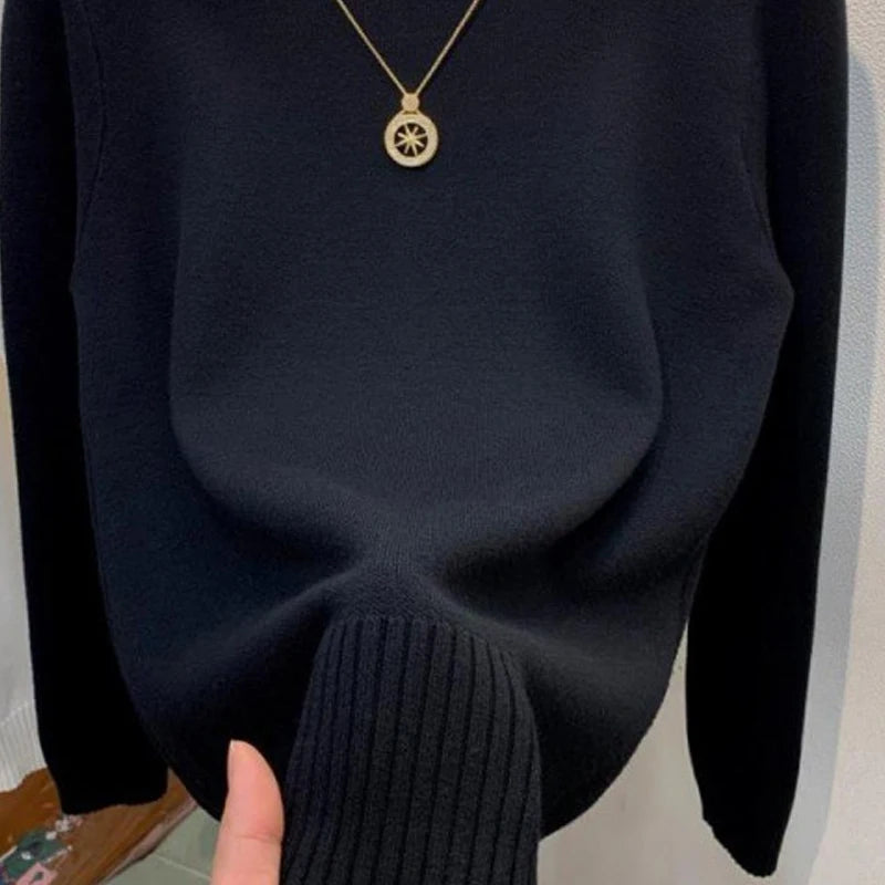 Turtleneck Solid Sweater -  Long Sleeve