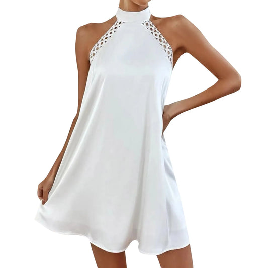 Lace Halter Mini Dress – Sleeveless Summer Outfit