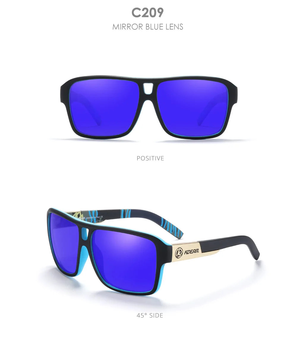 KDEAM 2024 Men's Polarized Sunglasses JAM Style Large Square Frame Glasses Colorful Running Mountaineering Fishing Women Goggles - Mammalook