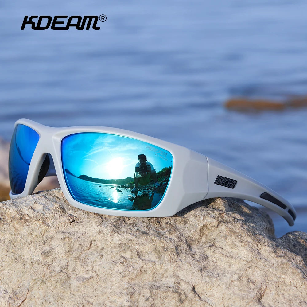 KDEAM Men's Cycling Sunglasses Polarized Great Elasticity Of TR90 Material Riding Sunglasses 1.2mm Thickness Polarizing Lenses - Mammalook