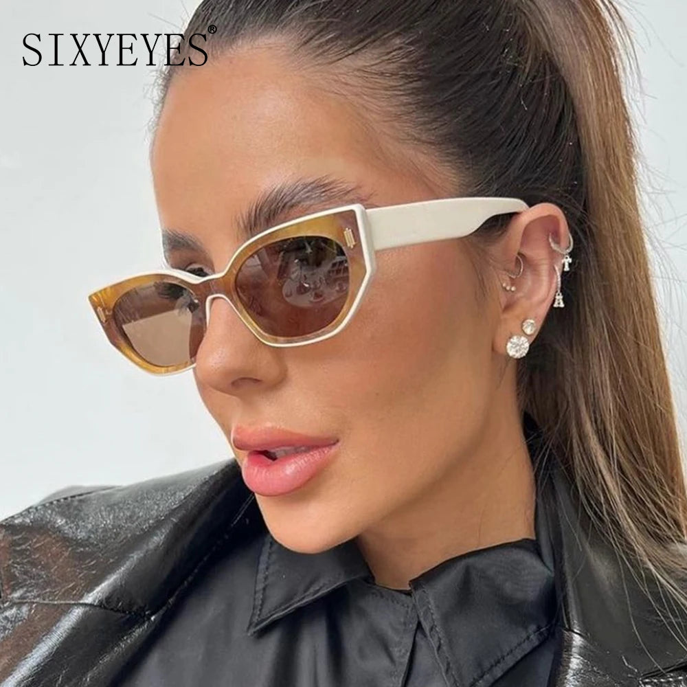 Popular Cat Eye Women's Sunglasses Trend 2024 New Vintage Square Shades Luxury Brand Designer Sun Glasses Ladies Eyewear - Mammalook