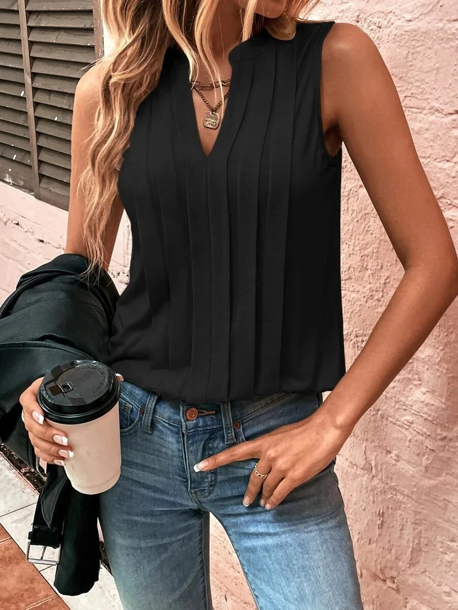 V-Neck Tank Top – Vintage Sleeveless Summer Blouse