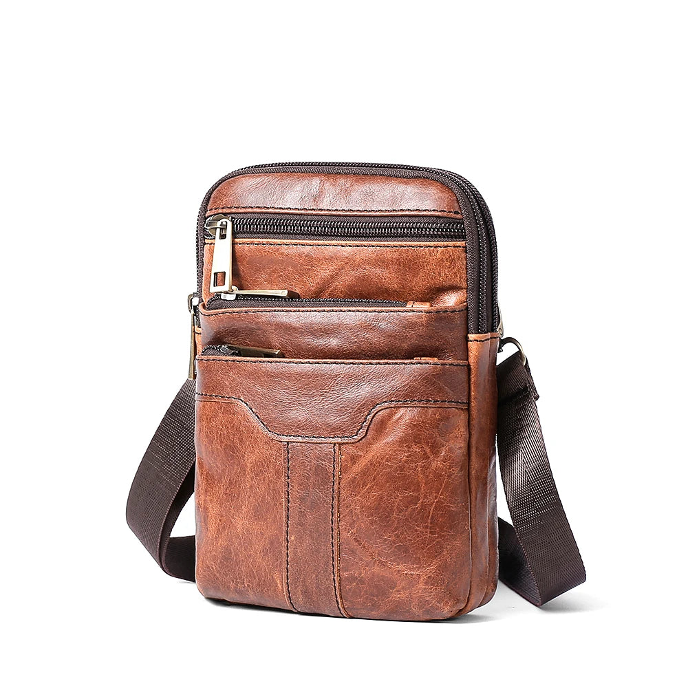 WESTAL Cowhide Retro Wear Belt Small Hanging Bag Multi-Functional Leather Shoulder Cross Bag Men's Mobile Phone Small Bag - Mammalook