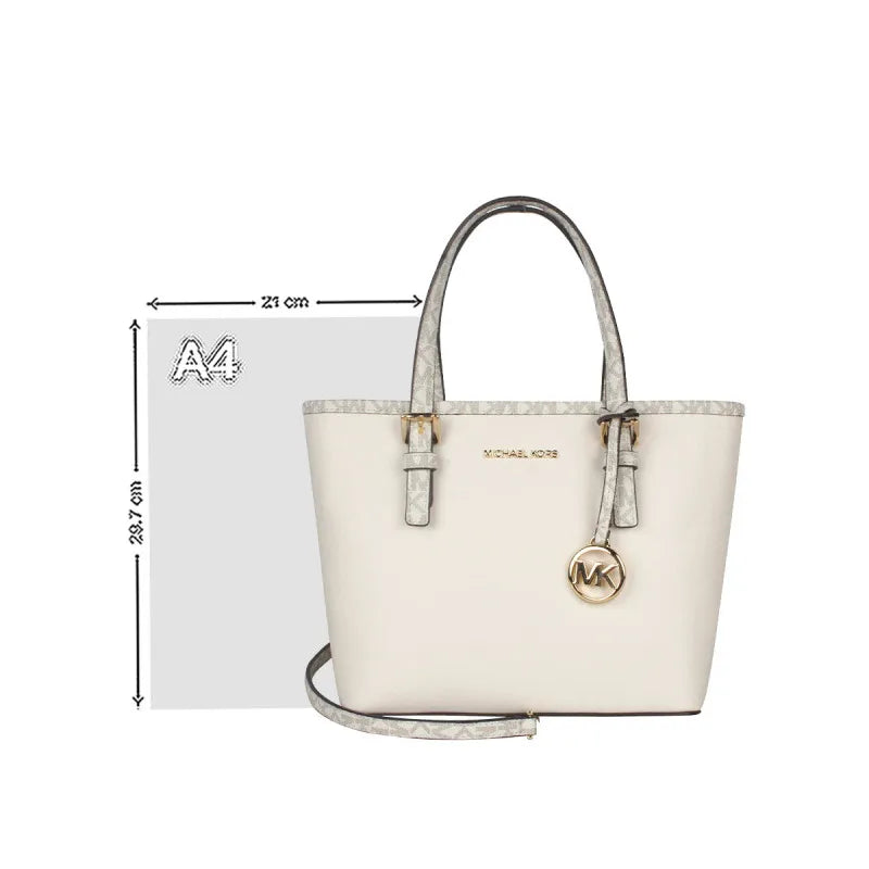 Michael Kors Ole JET SET TRAVEL small solid color layer canvas with PVC printed border women's hand-held crossbody Tote bag