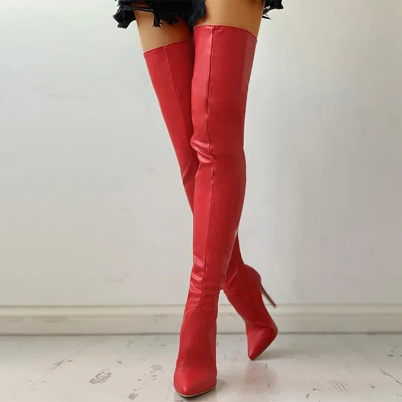 Women's Boots High Heel 11cm Over Knee Boots Large Size 34-43 Back Zipper Fashion Personality Boots - Mammalook