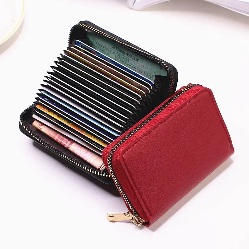 Business Card Holder Wallet Women/men Gray Bank/ID/Credit Card Holder 20 Bits Card Wallet PU Leather Protects Case Coin Purse - Mammalook