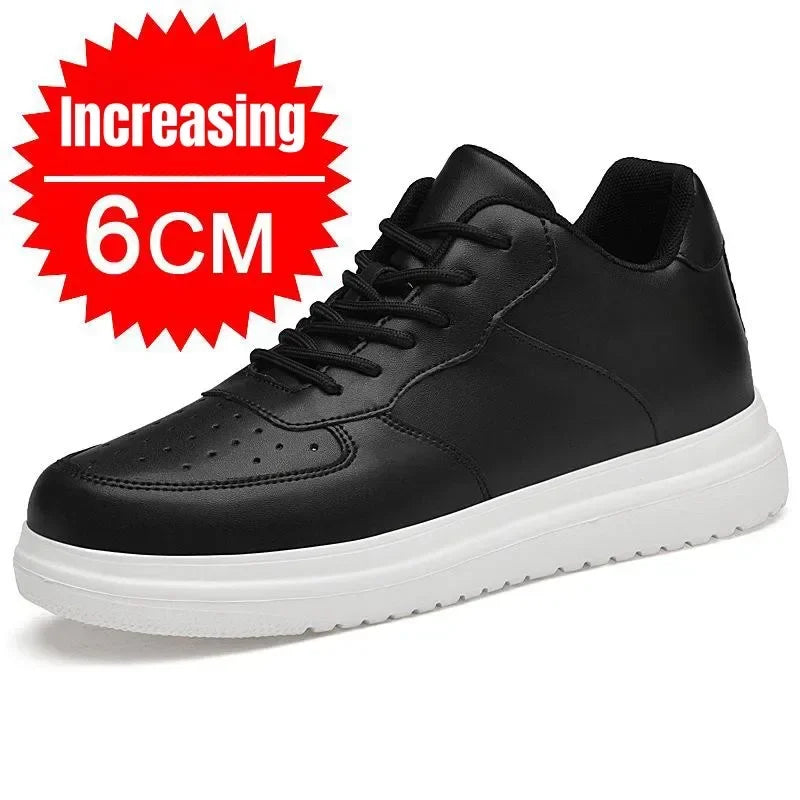 PDEP New Height Increasing Shoes for Men 10cm Invisible Elevator Sneakers White Leathe Sport Zapatillas De Hombre Big Size 46 - Mammalook