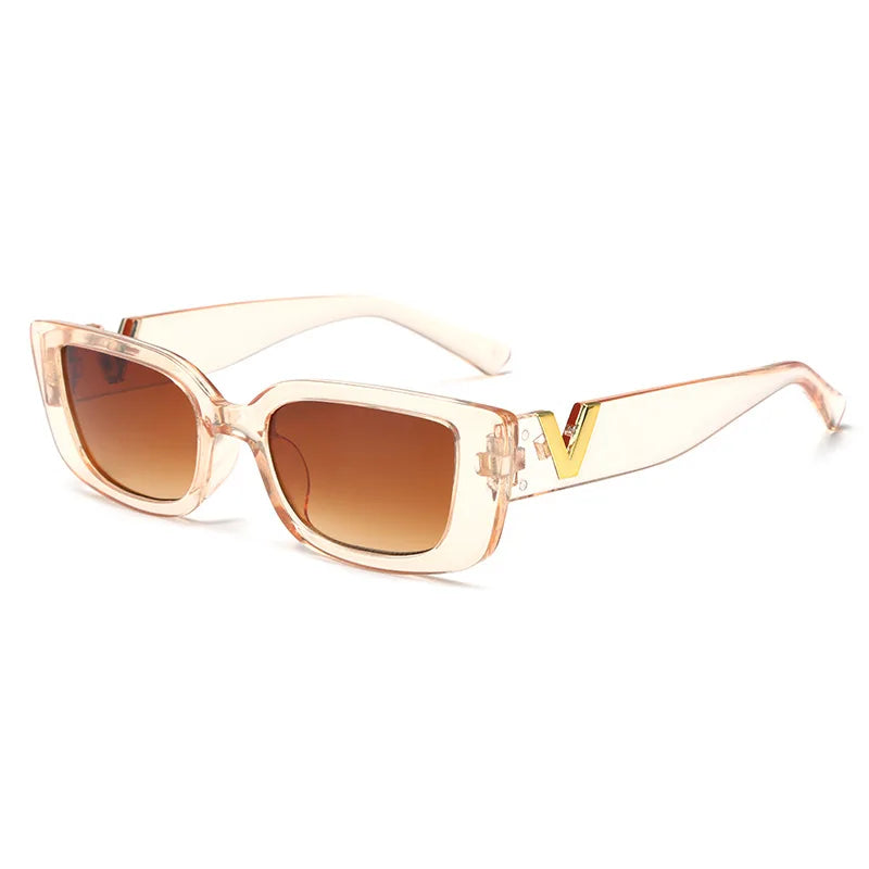 Retro Rectangle Sunglasses Women Brand Designer Vintage Small Frame Luxury V Sun Glasses Ladies Classic Black Square - Mammalook