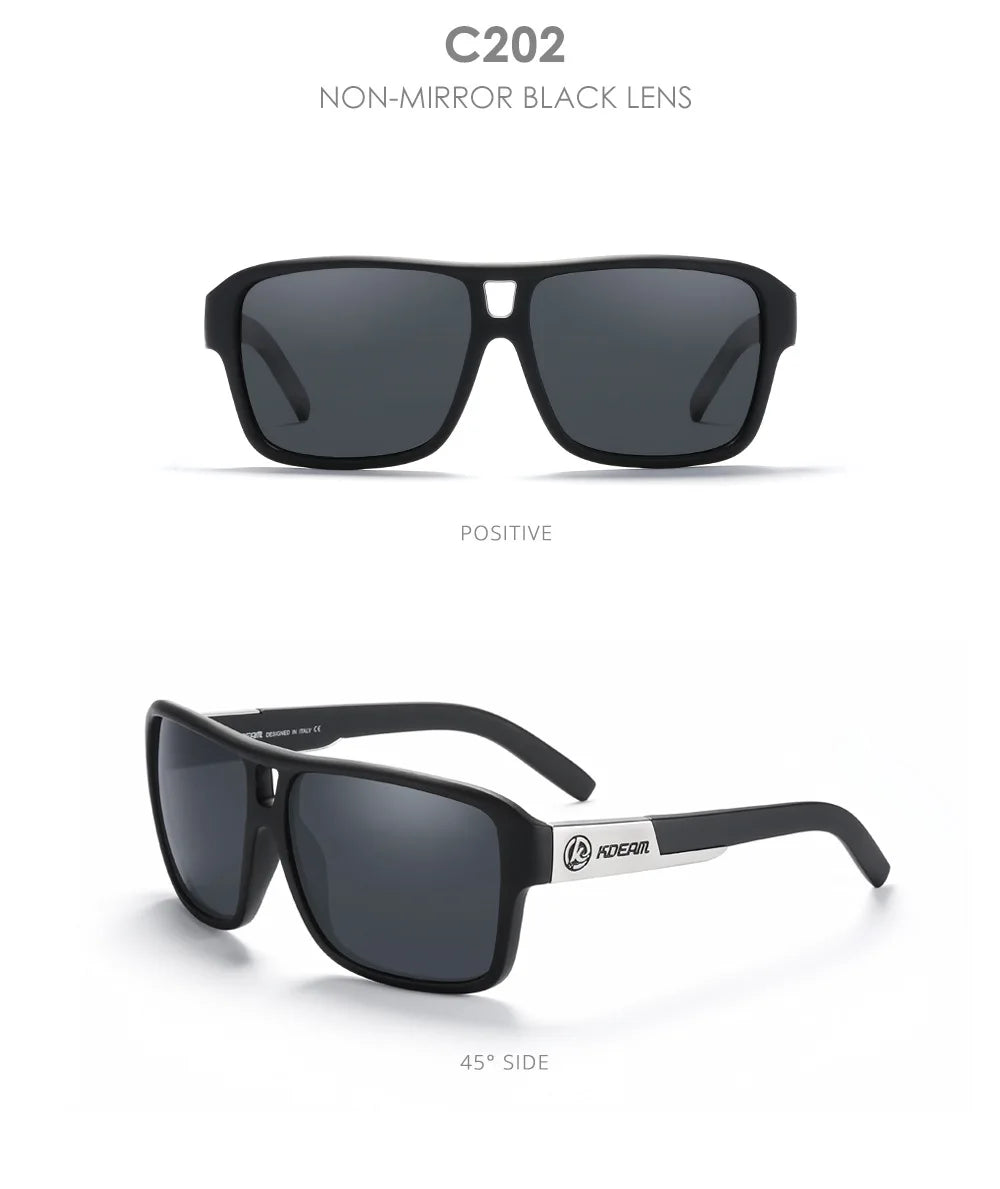 KDEAM 2024 Men's Polarized Sunglasses JAM Style Large Square Frame Glasses Colorful Running Mountaineering Fishing Women Goggles - Mammalook