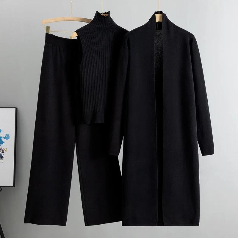 3 Piece Set- Cardigan Tracksuits , Knitted Pant