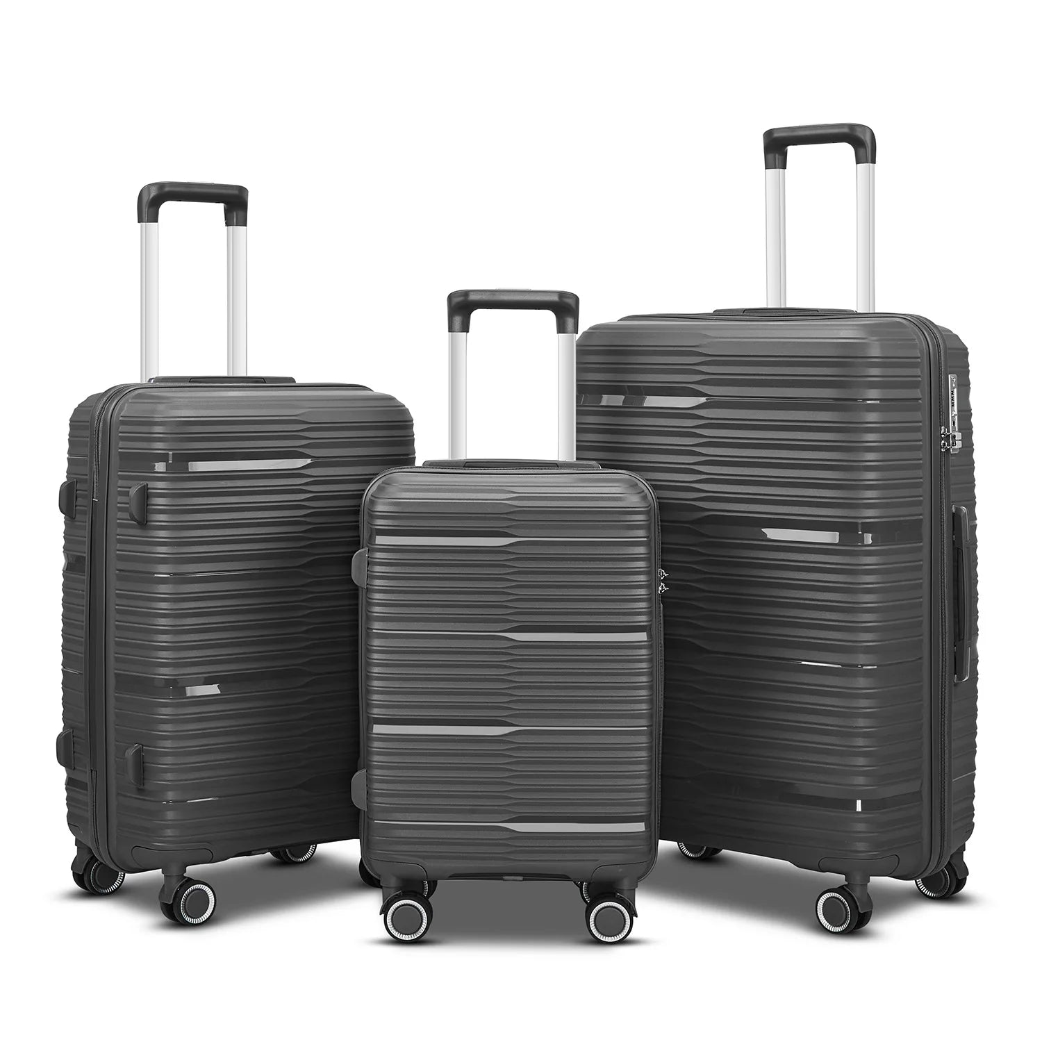 Suitcase Set 3 Piece Luggage Set Men Fashion Trolley Luggage Bag Zipper Combination Lock PP Travel Suitcase on Mute Wheels - Mammalook