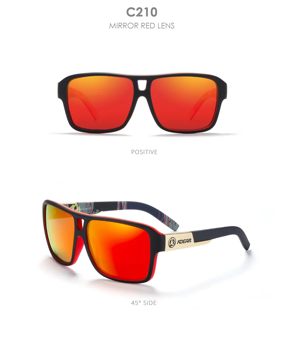 KDEAM 2024 Men's Polarized Sunglasses JAM Style Large Square Frame Glasses Colorful Running Mountaineering Fishing Women Goggles - Mammalook