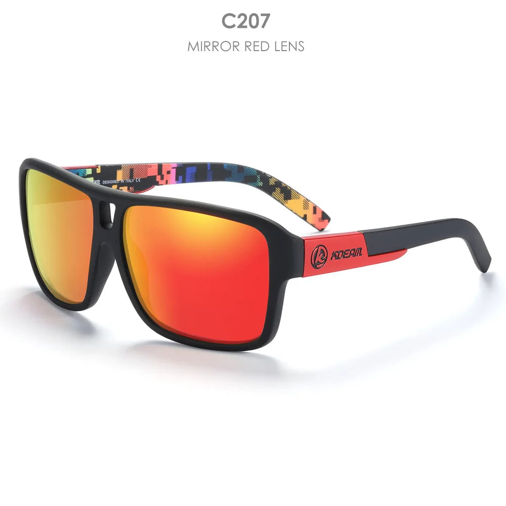 KDEAM 2024 Men's Polarized Sunglasses JAM Style Large Square Frame Glasses Colorful Running Mountaineering Fishing Women Goggles - Mammalook