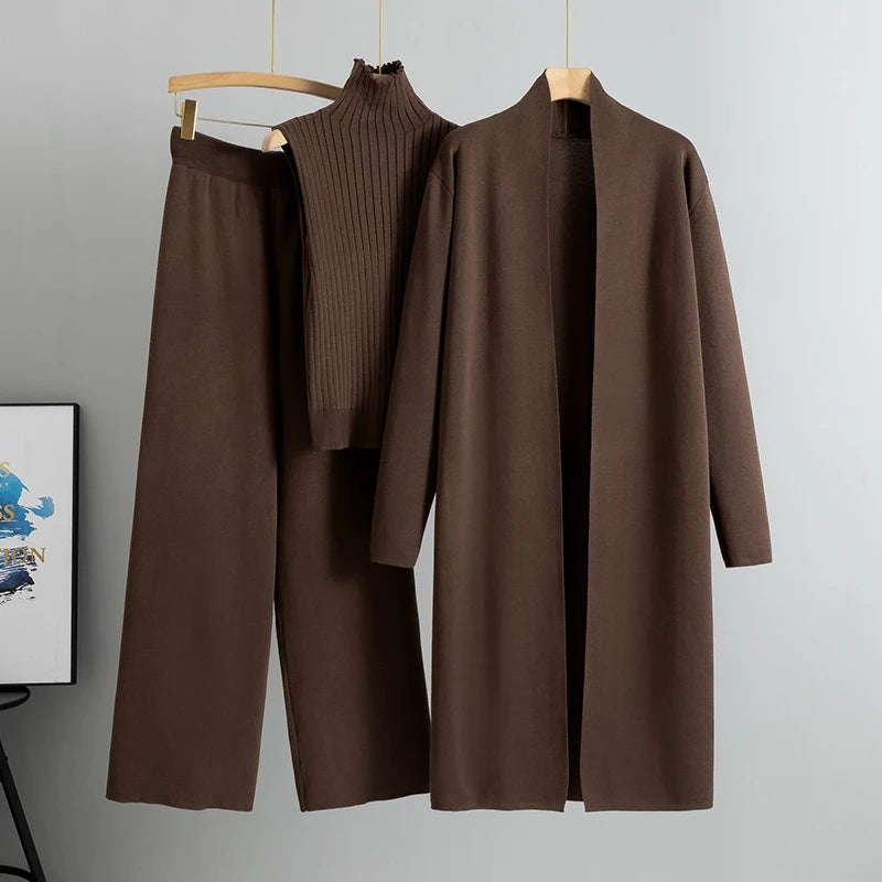 3 Piece Set- Cardigan Tracksuits , Knitted Pant