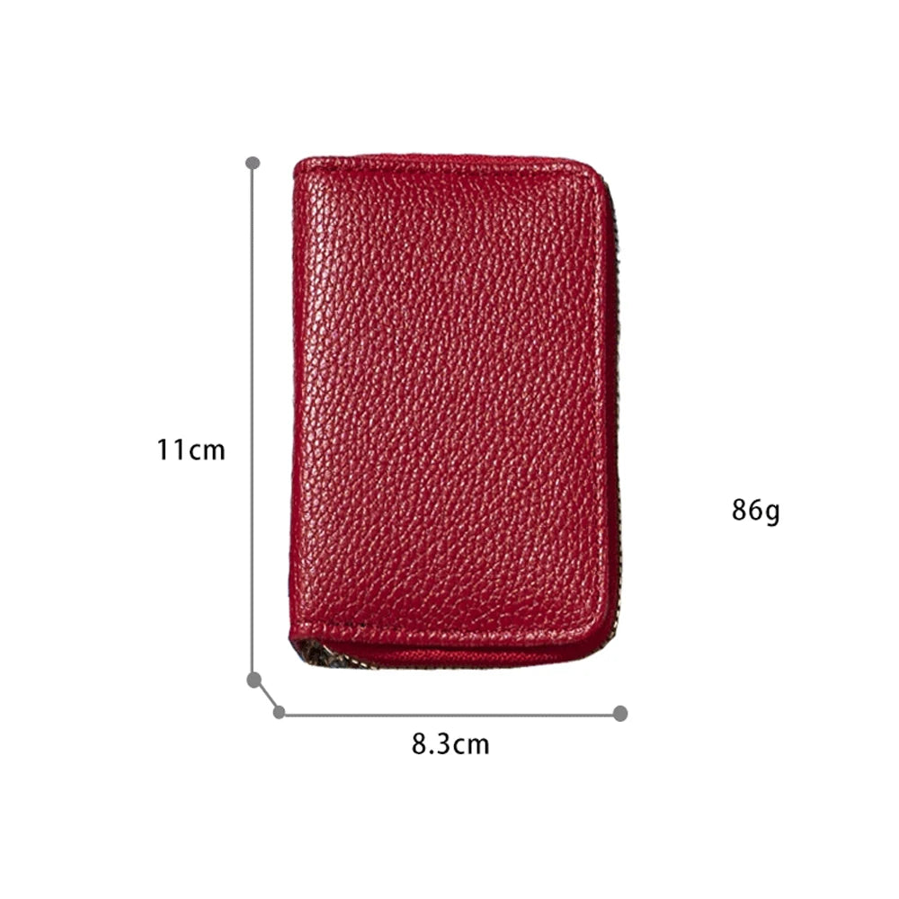 New Double Zipper Wallet Women's Short Wallet PU Leather Credit Card Holder Multi Card Slot Wallet Large Capacity Coin Bag Purse - Mammalook