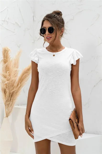 Women's dress with ruffled short sleeves - Mammalook