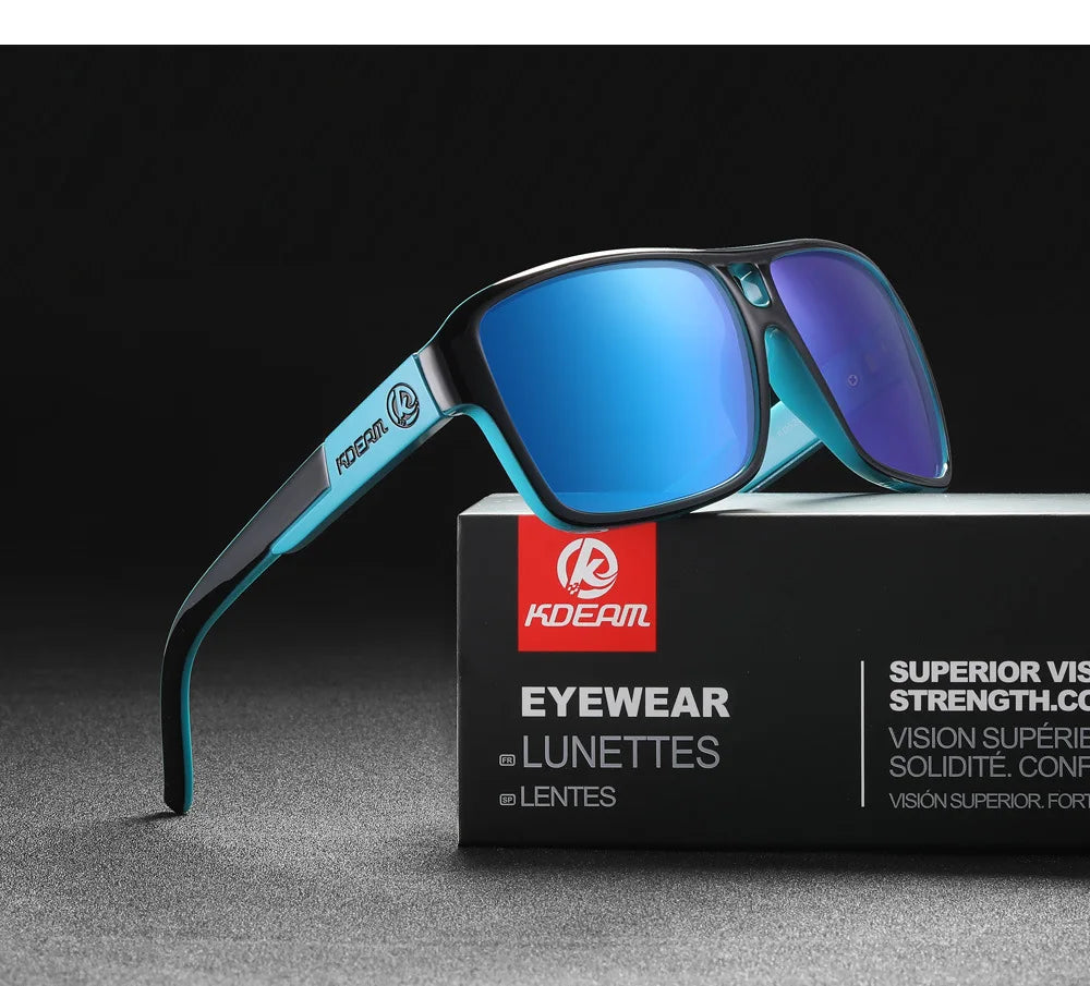 KDEAM 2024 Men's Polarized Sunglasses JAM Style Large Square Frame Glasses Colorful Running Mountaineering Fishing Women Goggles - Mammalook
