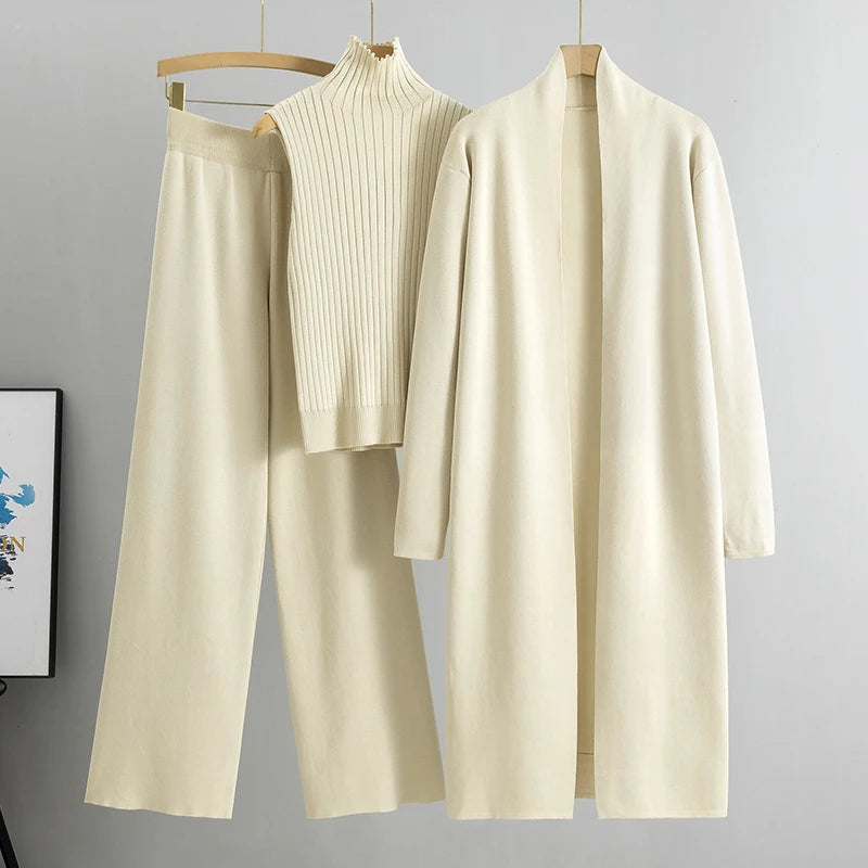 3 Piece Set- Cardigan Tracksuits , Knitted Pant