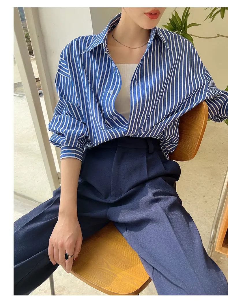 Striped Shirt - Chiffon Blouse for Women