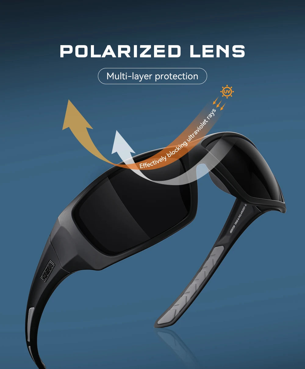 KDEAM Men's Cycling Sunglasses Polarized Great Elasticity Of TR90 Material Riding Sunglasses 1.2mm Thickness Polarizing Lenses - Mammalook