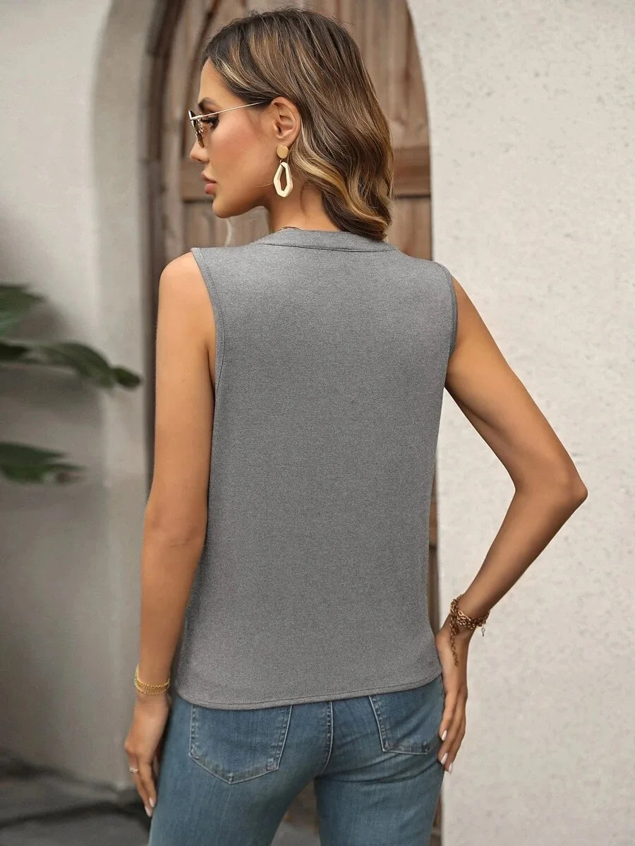 V-Neck Tank Top – Vintage Sleeveless Summer Blouse