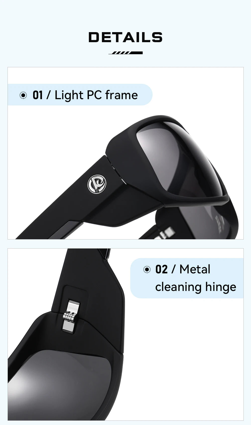 KDEAM Performance Polarized Sunglasses Men Sport Cycling Sunglasses Features Sturdy 5-Barrel Hinges Huge Shark Fin Temples - Mammalook