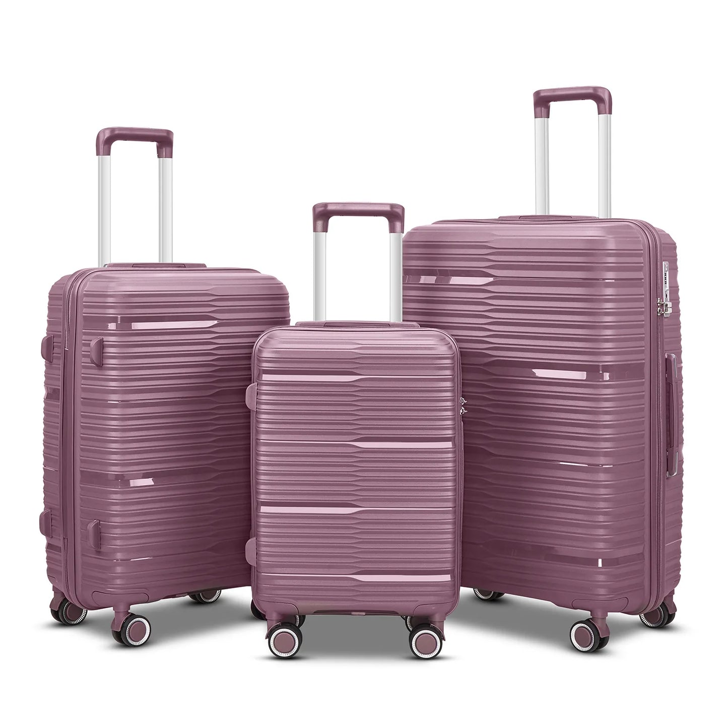 Suitcase Set 3 Piece Luggage Set Men Fashion Trolley Luggage Bag Zipper Combination Lock PP Travel Suitcase on Mute Wheels - Mammalook