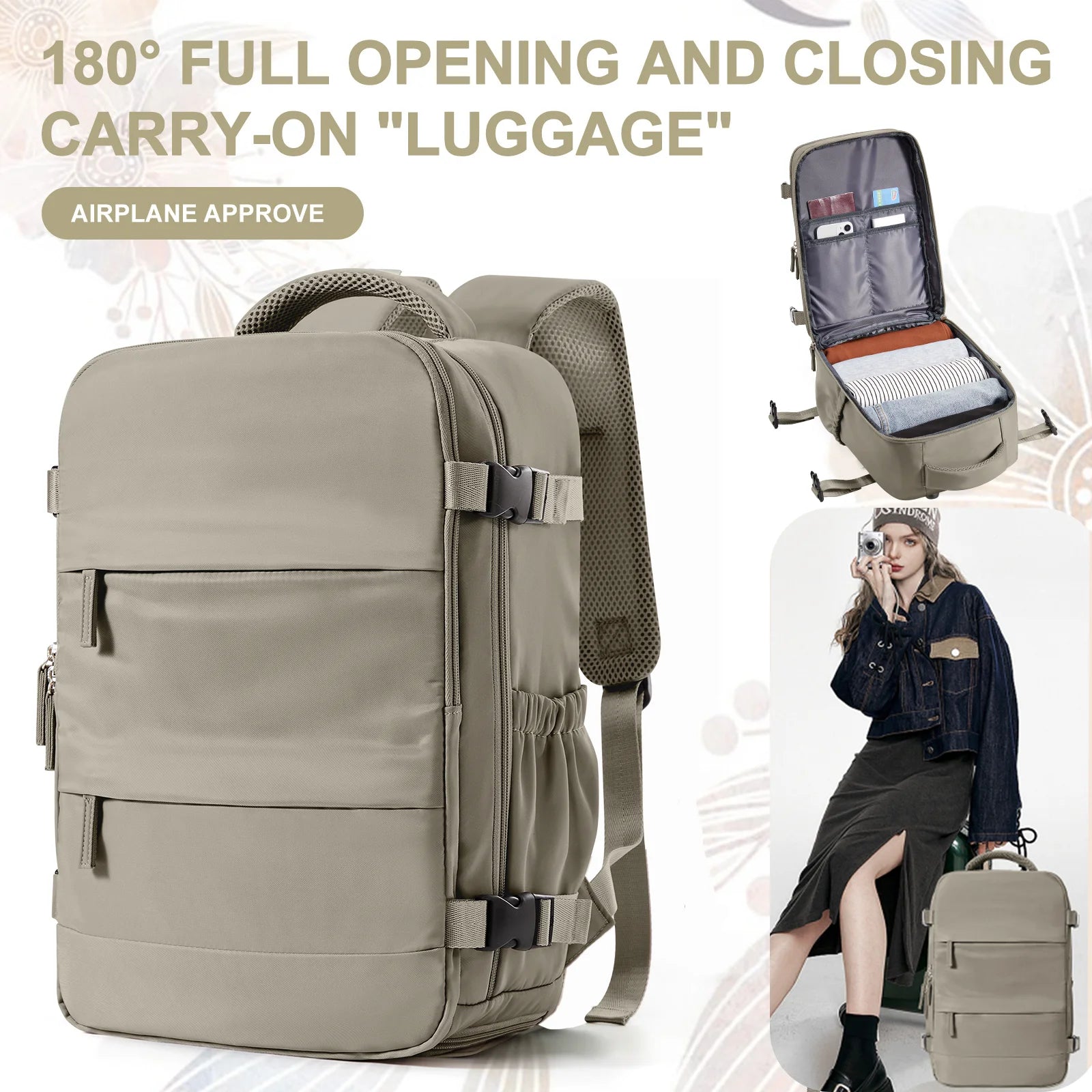 15.6inch Laptop Bag Men's Executive Work Backpack, Backpack Ryanair 40x20x25,Vacuum Packaged Travel Backpack Short-Trip Rucksack - Mammalook