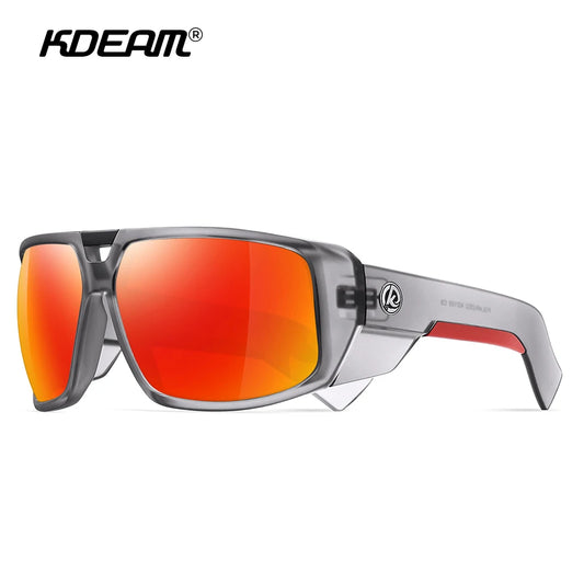 KDEAM Performance Polarized Sunglasses Men Sport Cycling Sunglasses Features Sturdy 5-Barrel Hinges Huge Shark Fin Temples - Mammalook