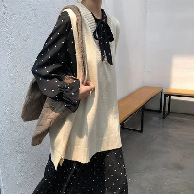 V-Neck Sweater Vest Sleeveless Oversized