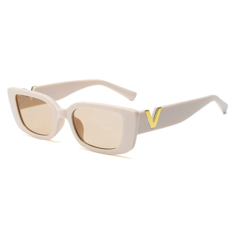 Retro Rectangle Sunglasses Women Brand Designer Vintage Small Frame Luxury V Sun Glasses Ladies Classic Black Square - Mammalook