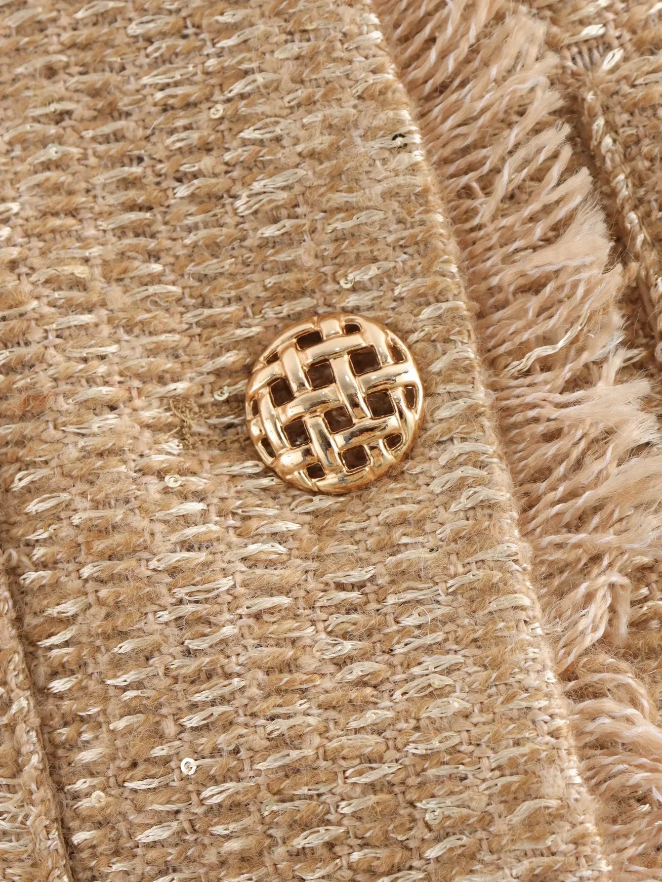Women’s Chic Tweed Jacket – Long Sleeve Wool-Blend Buttoned Coat