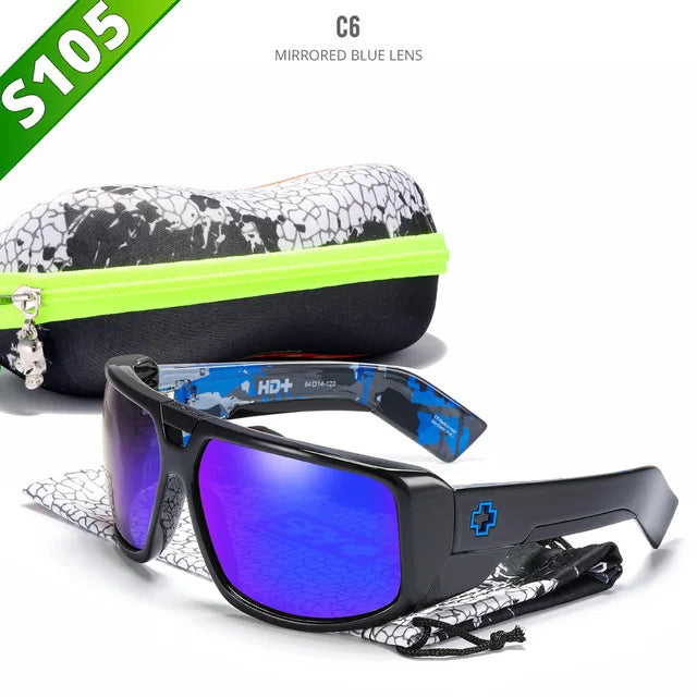 TOURING Polarized Sunglasses Men UV400 Sport Driving Goggles Mirrored Shield Brand New Shades With Free Case - Mammalook