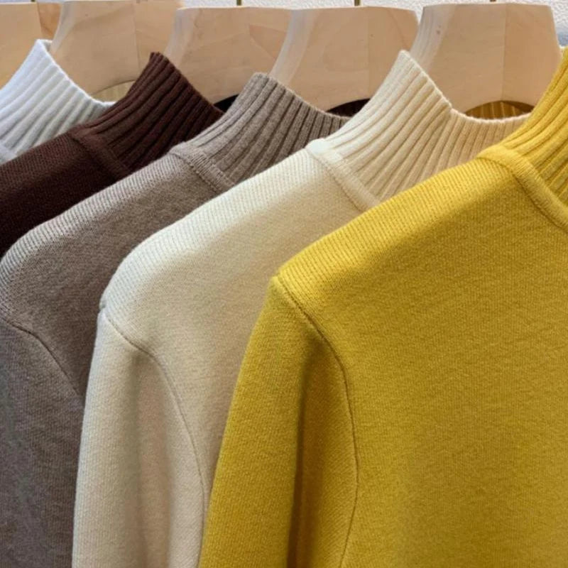 Turtleneck Solid Sweater -  Long Sleeve