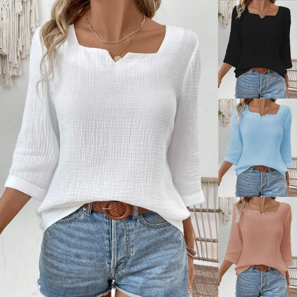 Long Sleeve Blouses V-Neck
