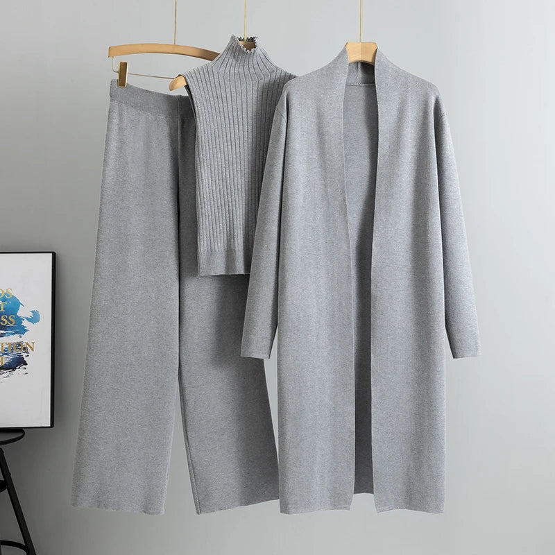 3 Piece Set- Cardigan Tracksuits , Knitted Pant