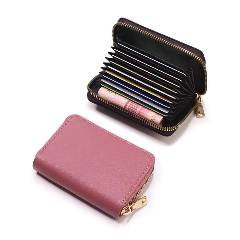 Business Card Holder Wallet Women/men Gray Bank/ID/Credit Card Holder 20 Bits Card Wallet PU Leather Protects Case Coin Purse - Mammalook