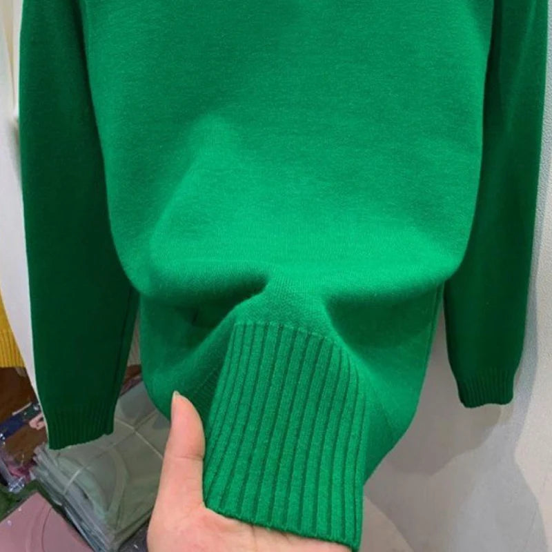 Turtleneck Solid Sweater -  Long Sleeve