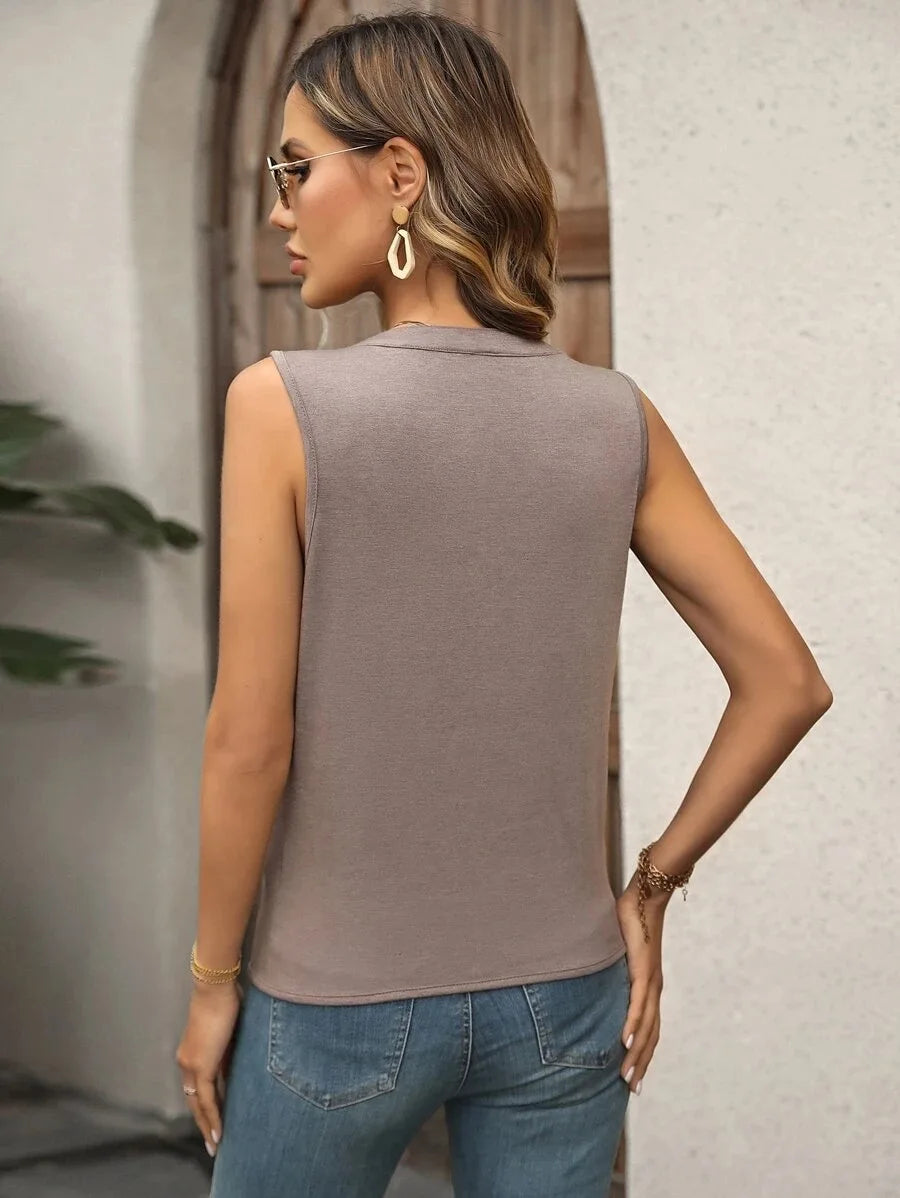 V-Neck Tank Top – Vintage Sleeveless Summer Blouse