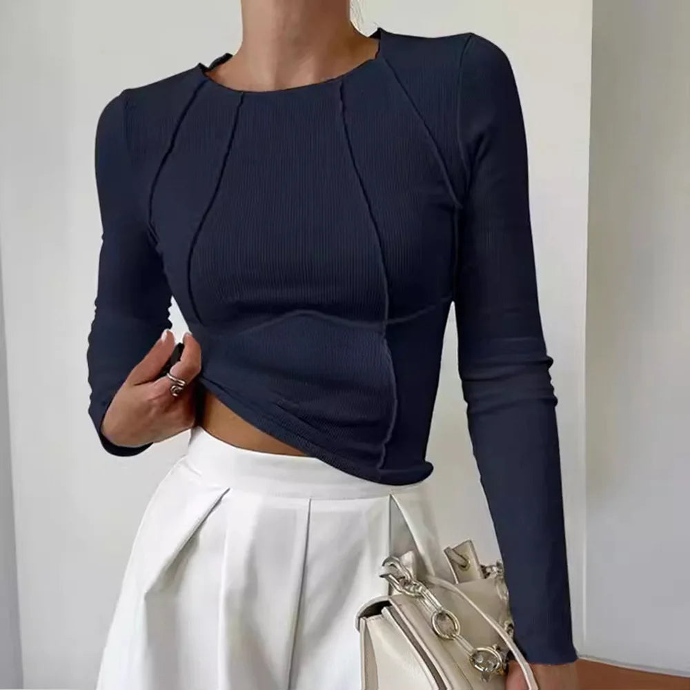 Slim Fit Top - Long Sleeved Round Neck