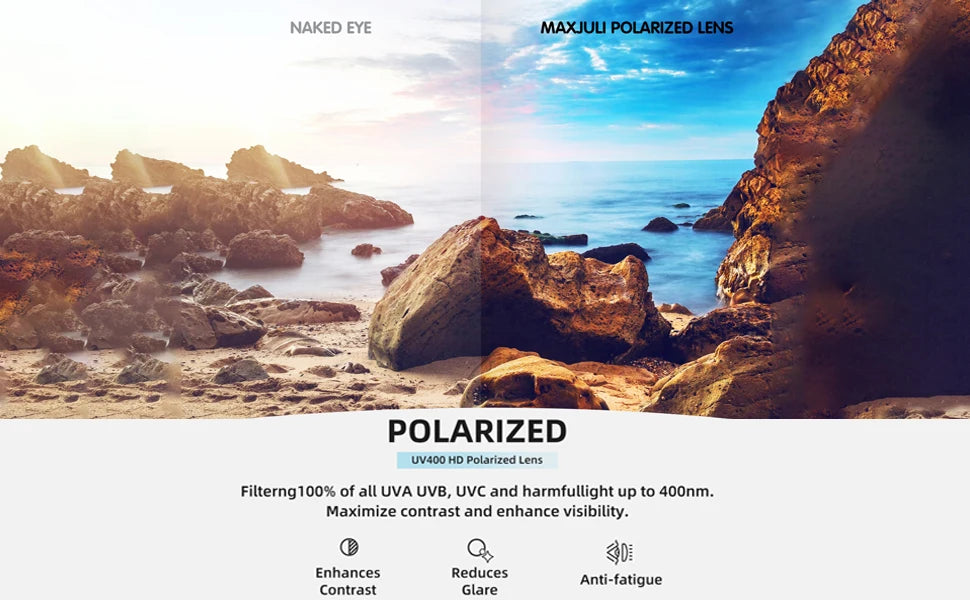 MAXJULI Polarized Wrap Around Sports Sunglasses for Big Heads Men Women UV400 Protection Sun Glasses 8232 - Mammalook