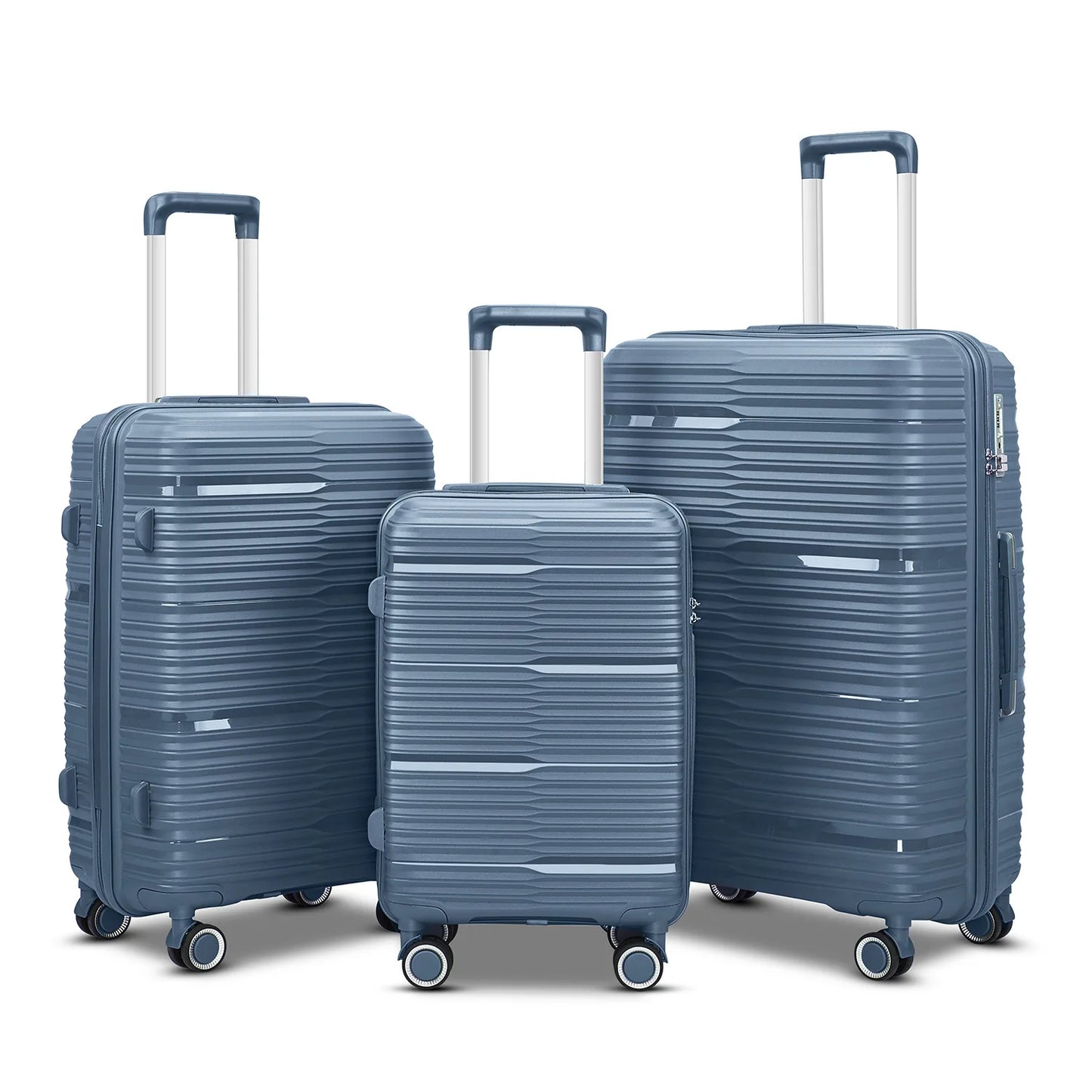 Suitcase Set 3 Piece Luggage Set Men Fashion Trolley Luggage Bag Zipper Combination Lock PP Travel Suitcase on Mute Wheels - Mammalook